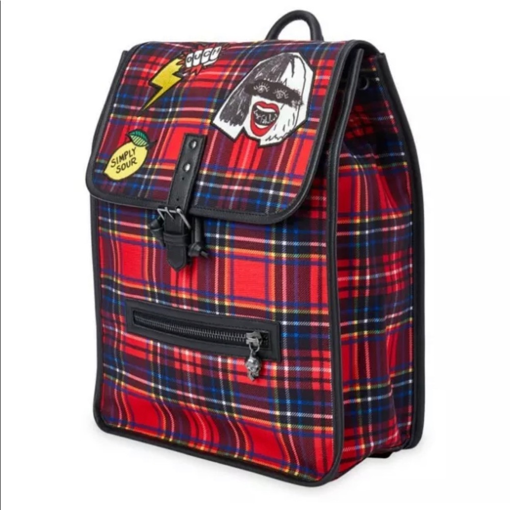 Disney Backpack Cruella De Vil Plaid Full Size With Patches & Laptop Pocket BNWT